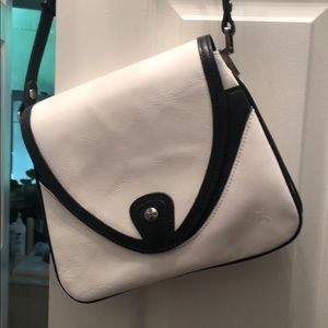 Black and white cross body purse